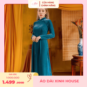 Áo Dài Nhung Xanh